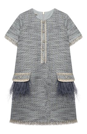 Детское платье DESIGNERS CAT голубого цвета по цене 55250 руб., арт. 100000K01000950/14A | Фото 1 Детское платье DESIGNERS CAT голубого цвета, арт. 100000K01000950/14A | Фото 1 (Материал подклада: Хлопок; Материал внешний: Синтетический материал, Шерсть; Рукава: Короткие; Девочки Кросс-КТ: Платье-одежда; Случай: Вечерний; Ростовка одежда: 13 - 15 лет | 158 см)