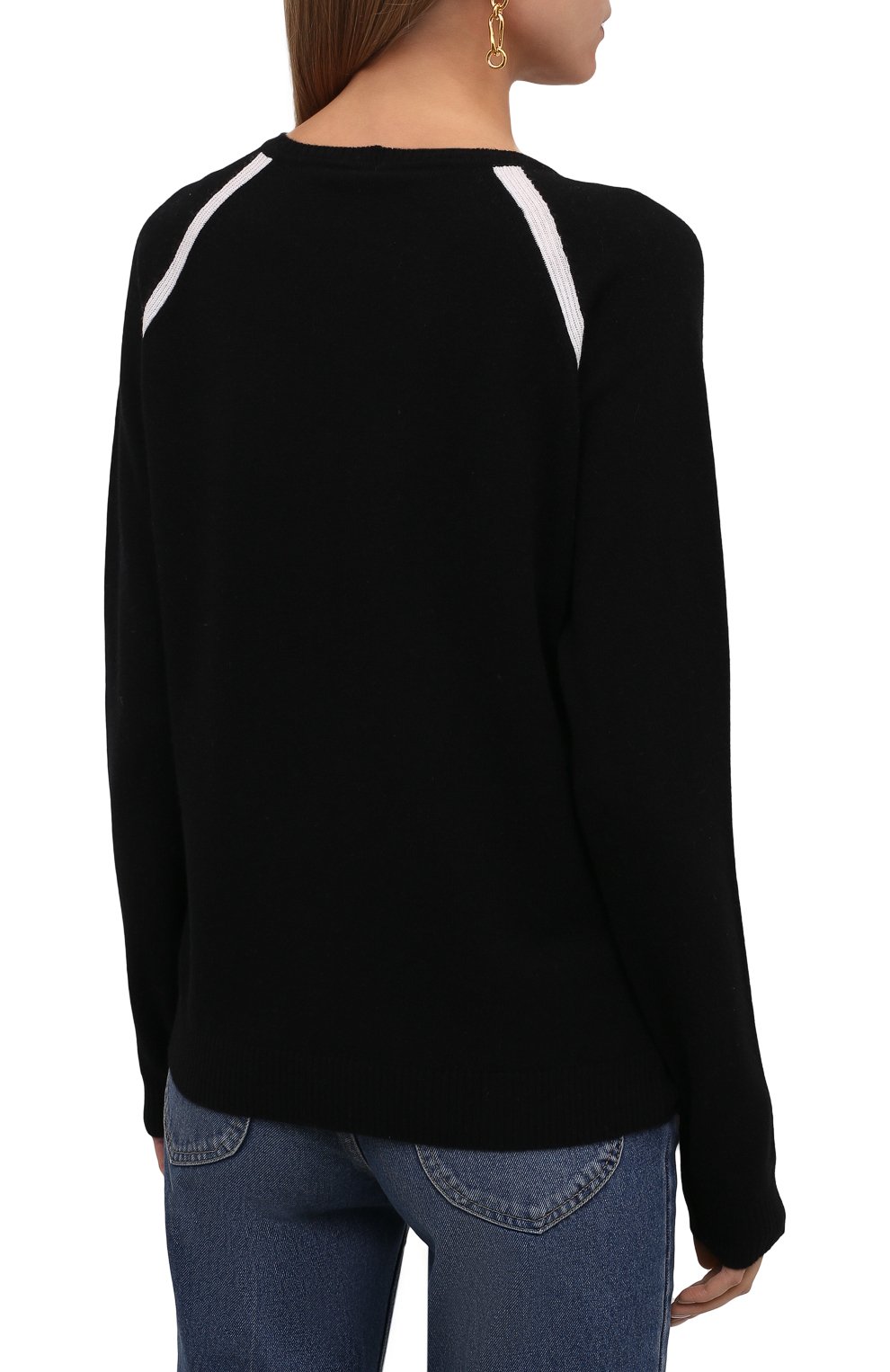 Женский кашемировый пуловер GIORGIO ARMANI черного цвета, арт. 6KAM22/AM72Z | Фото 4 (Материал внешний: Шерсть, Кашемир; Рукава: Длинные; Длина (для топов): Стандартные; Стили: Спорт-шик; Женское Кросс-КТ: Пуловер-одежда)