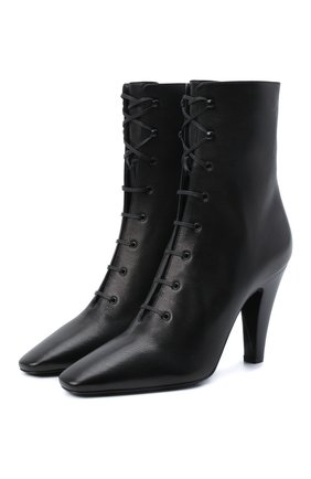 Женские кожаные ботильоны SAINT LAURENT черного цвета по цене 86800 руб., арт. 670341/25V00 | Фото 1 Женские кожаные ботильоны SAINT LAURENT черного цвета, арт. 670341/25V00 | Фото 1 (Каблук высота: Высокий; Материал внутренний: Натуральная кожа; Подошва: Плоская; Каблук тип: Шпилька; Материал внешний: Кожа)