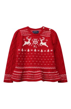 Детский пуловер из хлопка и шерсти POLO RALPH LAUREN красного цвета по цене 14400 руб., арт. 311853160 | Фото 1 Детский пуловер из хлопка и шерсти POLO RALPH LAUREN красного цвета, арт. 311853160 | Фото 1 (Материал внешний: Хлопок; Рукава: Длинные)
