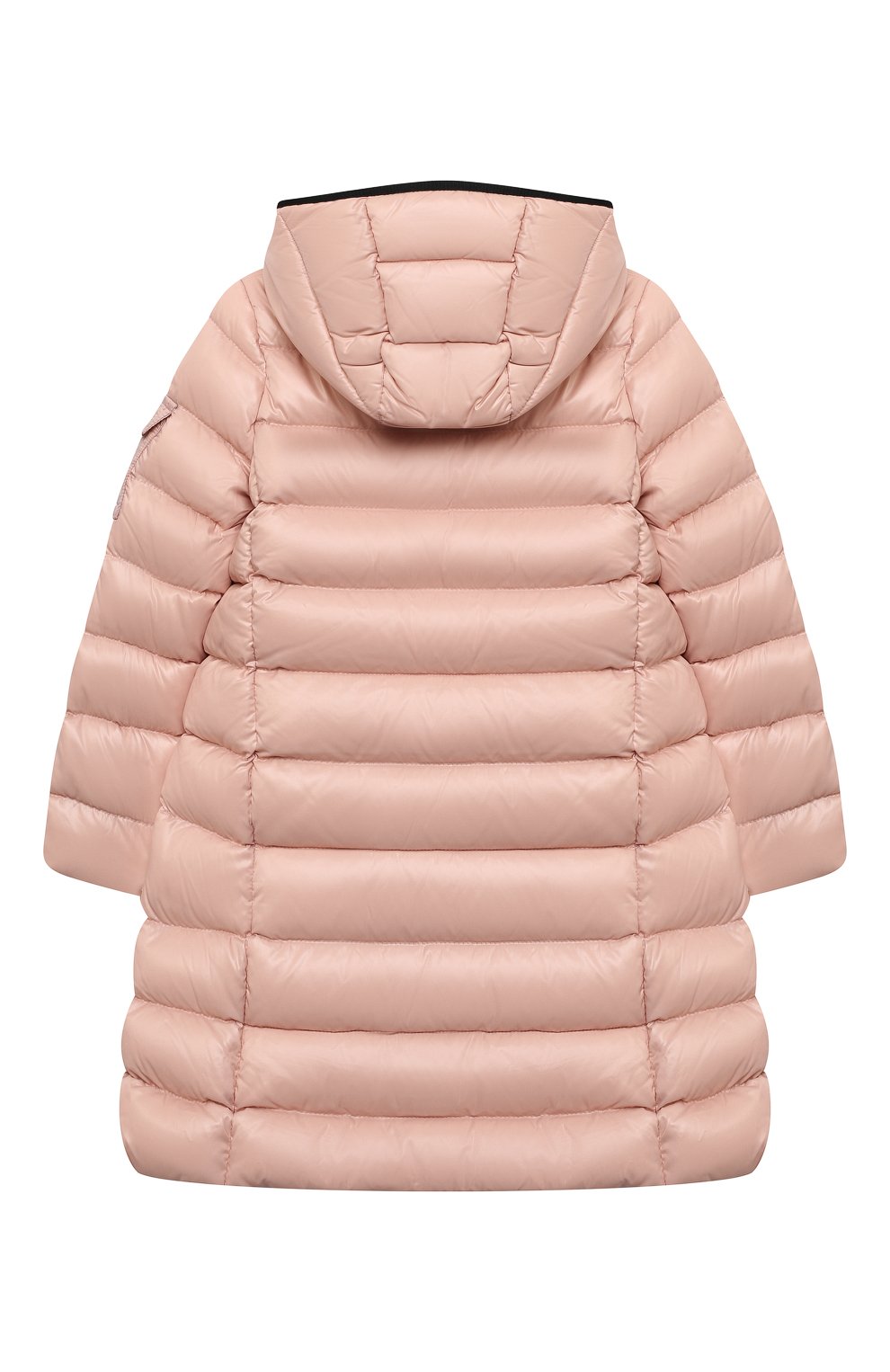 Детское пуховое пальто moka MONCLER розового цвета, арт. G2-954-1C501-10-68950/4-6A | Фото 2 (Рукава: Длинные; Материал внешний: Синтетический материал; Материал подклада: Синтетический материал; Материал утеплителя: Пух и перо; Ростовка одежда: 4 года | 104 см, 5 лет | 110 см, 6 лет | 116 см)