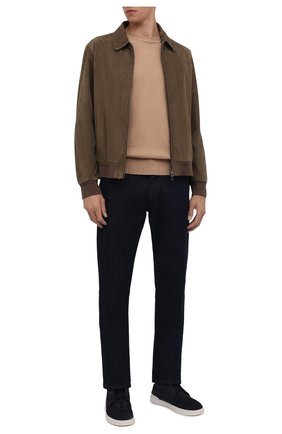 Мужские замшевые кеды triple stitch ZEGNA COUTURE темно-синего цвета по цене 96300 руб., арт. A5137X-LHKUR | Фото 2 Мужские замшевые кеды triple stitch ZEGNA COUTURE темно-синего цвета, арт. A5137X-LHKUR | Фото 2 (Материал утеплителя: Натуральный мех; Подошва: Плоская; Материал внешний: Замша, Кожа; Длина стельки: 29,8; Стили: Классический; ширина носка стельки: 9,7; толщина подошвы: 2,4)