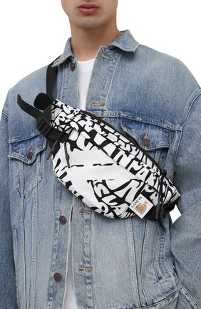 Мужская текстильная поясная сумка LANVIN черно-белого цвета, арт. LM-BGTB00-JIGS-A21 | Фото 2 (Материал: Текстиль; Размер: medium)