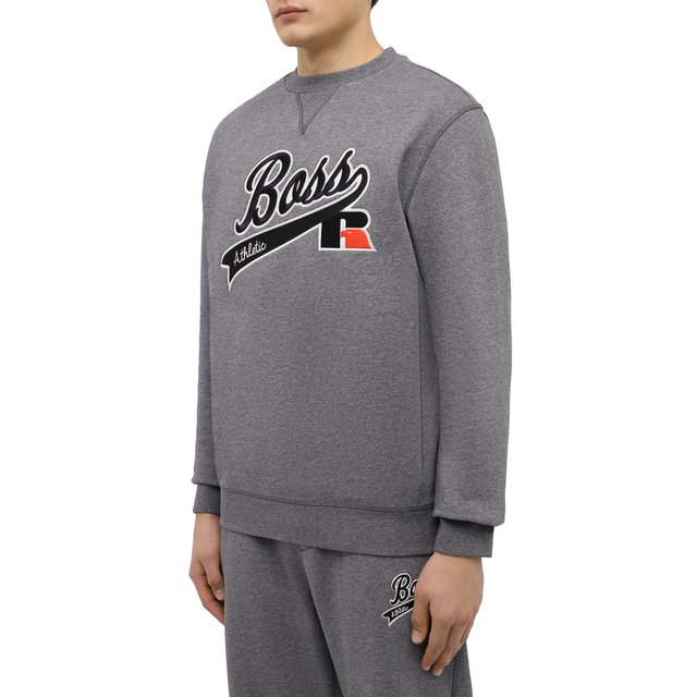 Хлопковый свитшот BOSS x Russell Athletic BOSS 50463571, цвет серый, размер 52 - фото 3