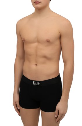 Мужские хлопковые боксеры DOLCE & GABBANA черного цвета по цене 5640 руб., арт. M4D36J/0UAIG | Фото 2 Мужские хлопковые боксеры DOLCE & GABBANA черного цвета, арт. M4D36J/0UAIG | Фото 2 (Материал внешний: Хлопок; Мужское Кросс-КТ: Трусы; Кросс-КТ: бельё)