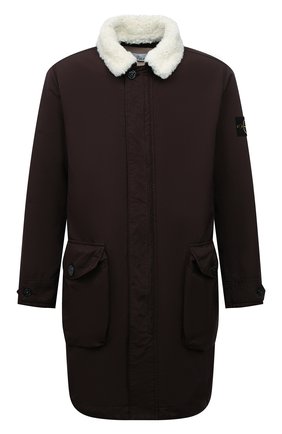 Мужская утепленная куртка STONE ISLAND темно-коричневого цвета, арт. 751570749 | Фото 1 (Материал утеплителя: Шерсть; Материал внешний: Синтетический материал; Рукава: Длинные; Длина (верхняя одежда): До середины бедра; Стили: Кэжуэл; Мужское Кросс-КТ: утепленные куртки; Кросс-КТ: Куртка)