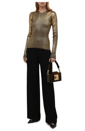 Женский шерстяной пуловер DOLCE & GABBANA золотого цвета по цене 85300 руб., арт. FXE81T/JBVL8 | Фото 2 Женский шерстяной пуловер DOLCE & GABBANA золотого цвета, арт. FXE81T/JBVL8 | Фото 2 (Длина (для топов): Стандартные; Материал внешний: Шерсть; Рукава: Длинные)