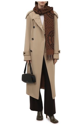 Женский кашемировый шарф BURBERRY коричневого цвета по цене 43300 руб., арт. 8046615 | Фото 2 Женский кашемировый шарф BURBERRY коричневого цвета, арт. 8046615 | Фото 2 (Материал: Кашемир, Шерсть)