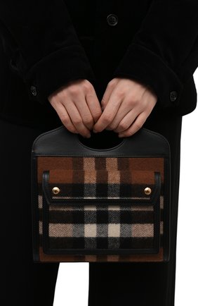 Женская сумка pocket medium BURBERRY коричневого цвета, арт. 8047010 | Фото 2 (Материал: Текстиль; Ремень/цепочка: На ремешке; Размер: medium; Сумки-технические: Сумки top-handle, Сумки через плечо)