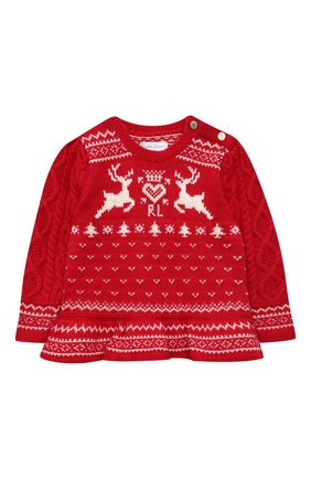 Детский пуловер из хлопка и шерсти POLO RALPH LAUREN красного цвета по цене 13150 руб., арт. 310853160 | Фото 1 Детский пуловер из хлопка и шерсти POLO RALPH LAUREN красного цвета, арт. 310853160 | Фото 1 (Материал внешний: Хлопок; Рукава: Длинные)