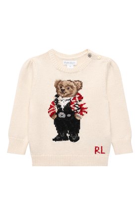 Детский хлопковый пуловер POLO RALPH LAUREN кремвого цвета по цене 12600 руб., арт. 310853152 | Фото 1 Детский хлопковый пуловер POLO RALPH LAUREN кремвого цвета, арт. 310853152 | Фото 1 (Рукава: Длинные; Материал внешний: Хлопок)