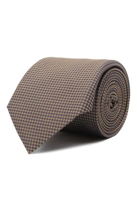 Мужской шелковый галстук BOSS коричневого цвета, арт. 50466759 | Фото 1 (Материал: Текстиль, Шелк; Принт: С принтом)