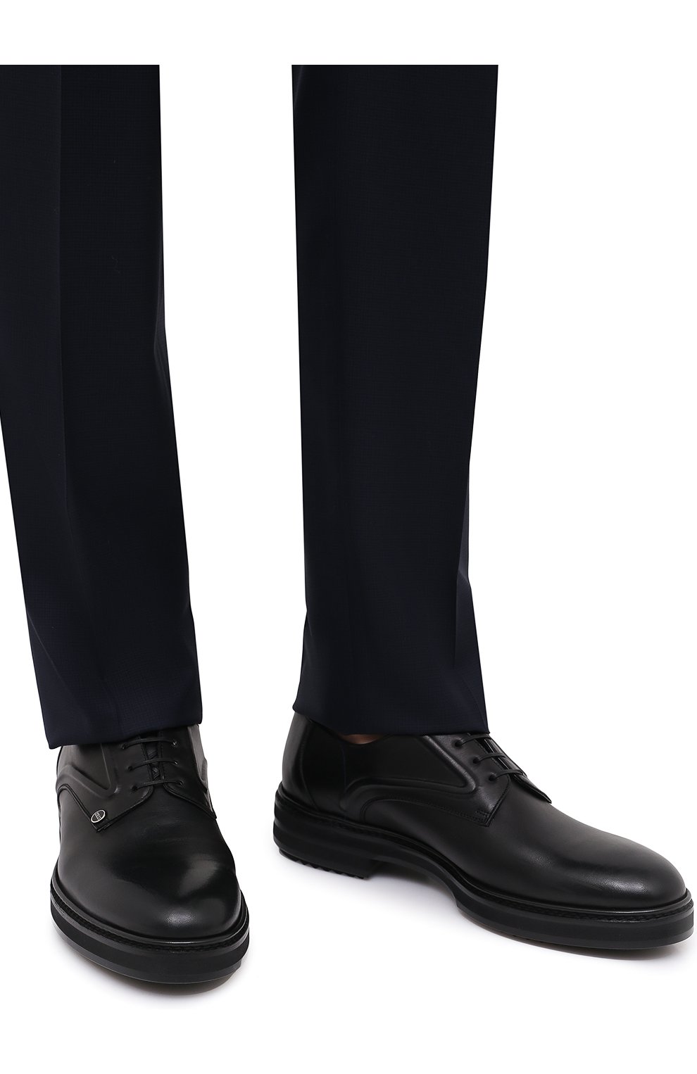 Мужские кожаные дерби ZILLI черного цвета, арт. MDS-A071/012 | Фото 3 (Материал внешний: Кожа; Стили: Классический; Материал внутренний: Текстиль)