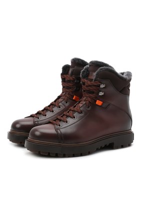 Мужские кожаные ботинки SANTONI коричневого цвета по цене 61750 руб., арт. MGSG17859DDAAHC0M51 | Фото 1 Мужские кожаные ботинки SANTONI коричневого цвета, арт. MGSG17859DDAAHC0M51 | Фото 1 (Подошва: Массивная; Материал утеплителя: Натуральный мех; Мужское Кросс-КТ: зимние ботинки, Ботинки-обувь)