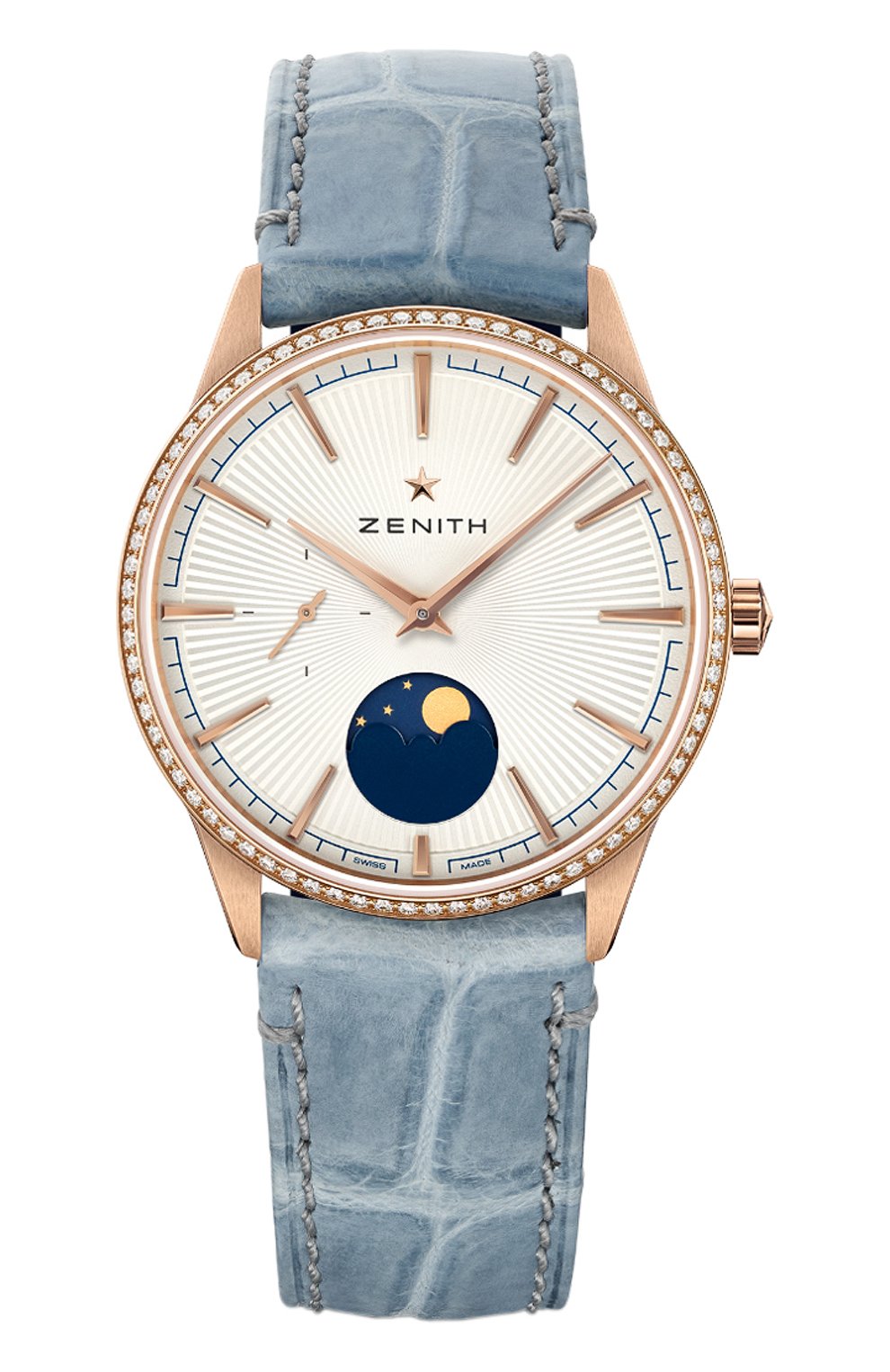 Женские часы moonphase ZENITH бесцветного цвета, арт. 22.3200.692/01.C832 | Фото 1 (Механизм: Автомат; Материал корпуса: Розовое золото; Цвет циферблата: Серебристый)