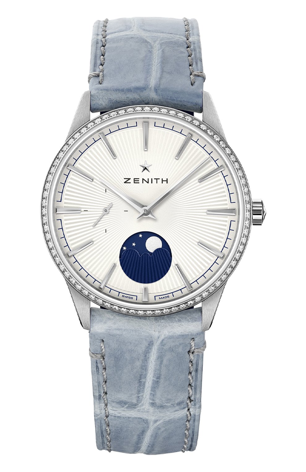 Женские часы elite classic steel & diamonds ZENITH бесцветного цвета, арт. 16.3200.692/01.C832 | Фото 1 (Механизм: Автомат; Материал корпуса: Сталь; Цвет циферблата: Серебристый)
