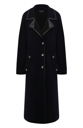 Женское пальто GIORGIO ARMANI темно-синего цвета по цене 289500 руб., арт. 6KAL01/AM55Z | Фото 1 Женское пальто GIORGIO ARMANI темно-синего цвета, арт. 6KAL01/AM55Z | Фото 1 (Материал внешний: Синтетический материал; 1-2-бортные: Однобортные; Стили: Классический; Рукава: Длинные; Длина Ж (юбки, платья, шорты): Миди; Длина (верхняя одежда): Длинные)