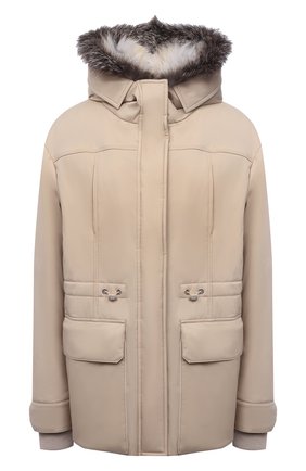Женская парка LORO PIANA светло-бежевого цвета по цене 525500 руб., арт. FAL4383 | Фото 1 Женская парка LORO PIANA светло-бежевого цвета, арт. FAL4383 | Фото 1 (Материал подклада: Синтетический материал; Материал внешний: Синтетический материал; Кросс-КТ: Куртка; Стили: Спорт-шик; Рукава: Длинные; Длина (верхняя одежда): Короткие, До середины бедра)