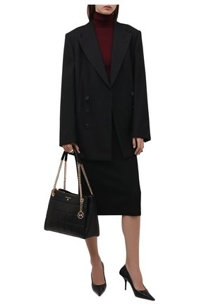 Женская шерстяная юбка MICHAEL MICHAEL KORS черного цвета по цене 18900 руб., арт. MF1703N4VR | Фото 2 Женская шерстяная юбка MICHAEL MICHAEL KORS черного цвета, арт. MF1703N4VR | Фото 2 (Материал внешний: Шерсть; Длина Ж (юбки, платья, шорты): Миди; Женское Кросс-КТ: Юбка-одежда, Юбка-карандаш; Стили: Кэжуэл; Кросс-КТ: Трикотаж)