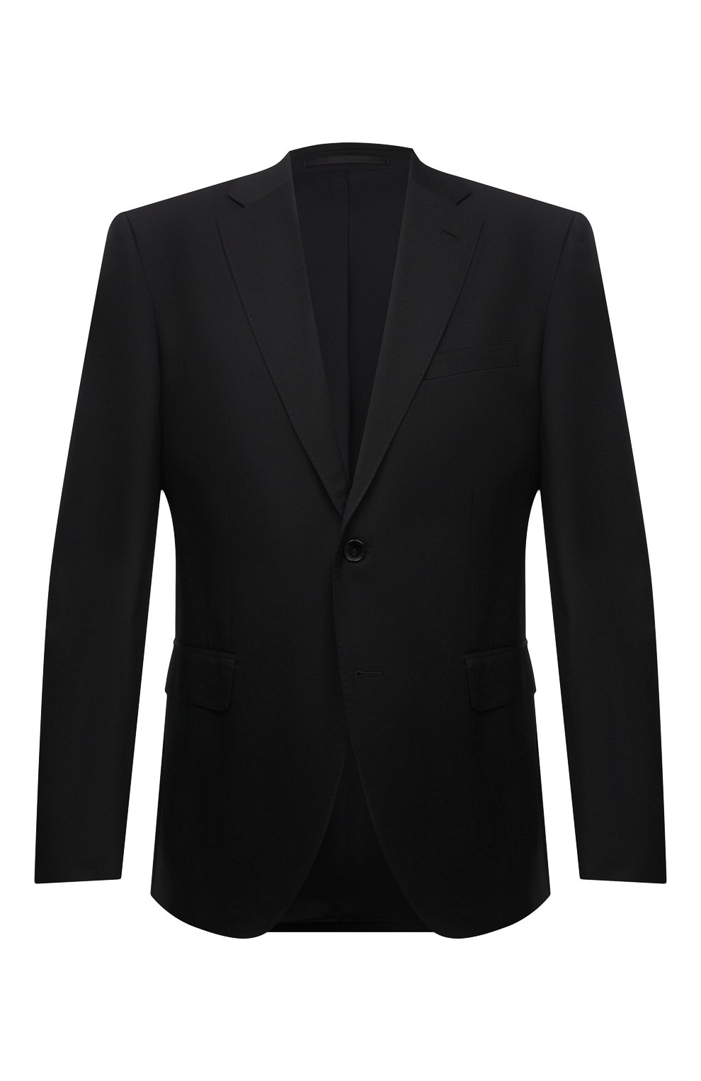 Мужской шерстяной пиджак BOSS черного цвета, арт. 50409253 | Фото 1 (Материал внешний: Шерсть; Рукава: Длинные; Длина (для топов): Стандартные; Стили: Классический; Случай: Формальный; 1-2-бортные: Однобортные; Пиджаки М: Приталенный)