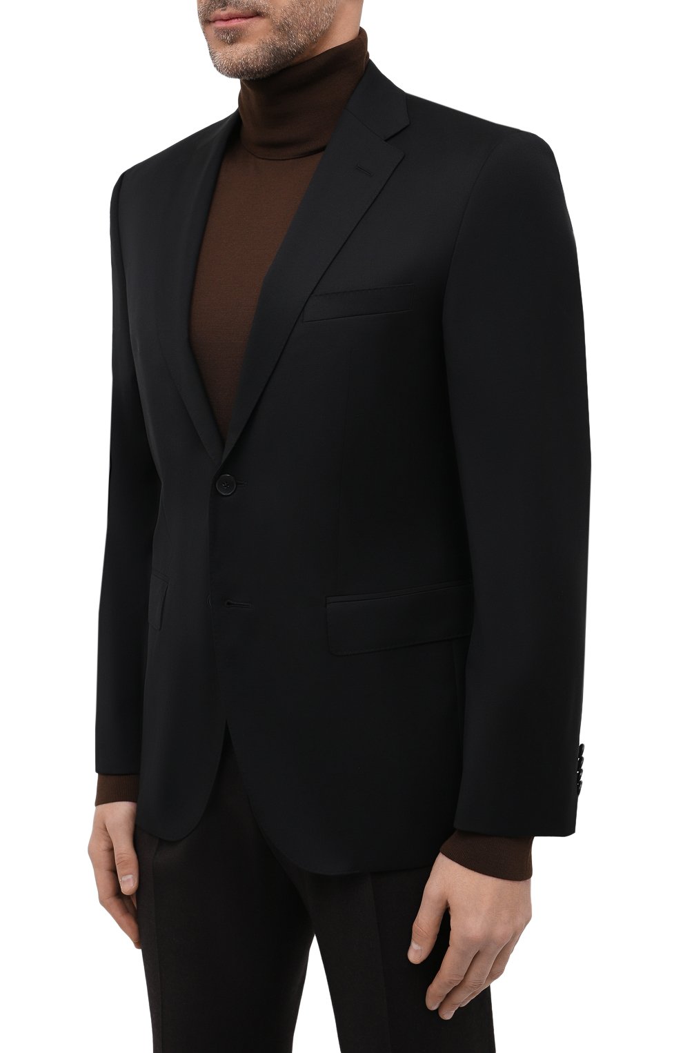 Мужской шерстяной пиджак BOSS черного цвета, арт. 50409253 | Фото 3 (Материал внешний: Шерсть; Рукава: Длинные; Длина (для топов): Стандартные; Стили: Классический; Случай: Формальный; 1-2-бортные: Однобортные; Пиджаки М: Приталенный)