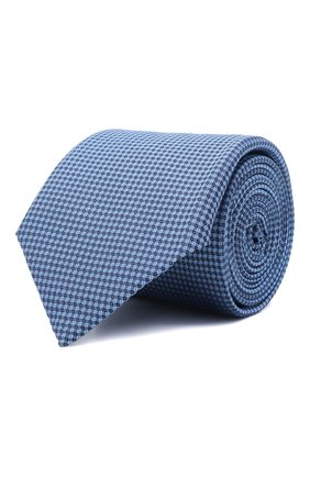 Мужской шелковый галстук BOSS голубого цвета, арт. 50466759 | Фото 1 (Материал: Шелк, Текстиль; Принт: С принтом)