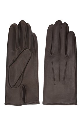Мужские кожаные перчатки AGNELLE темно-коричневого цвета, арт. SLIMMERCURY/C100 | Фото 2 (Мужское Кросс-КТ: Кожа и замша; Материал: Натуральная кожа)