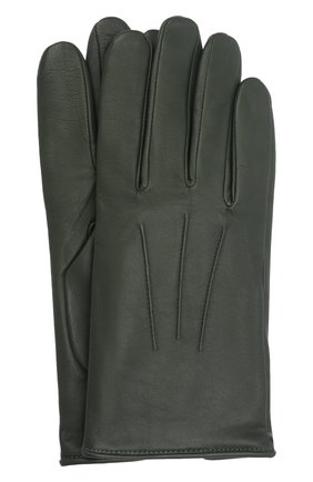 Мужские кожаные перчатки AGNELLE темно-зеленого цвета, арт. SLIMMERCURY/C100 | Фото 1 (Мужское Кросс-КТ: Кожа и замша; Материал: Натуральная кожа)