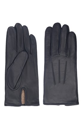 Мужские кожаные перчатки AGNELLE темно-синего цвета, арт. SLIMMERCURY/C100 | Фото 2 (Мужское Кросс-КТ: Кожа и замша; Материал: Натуральная кожа)