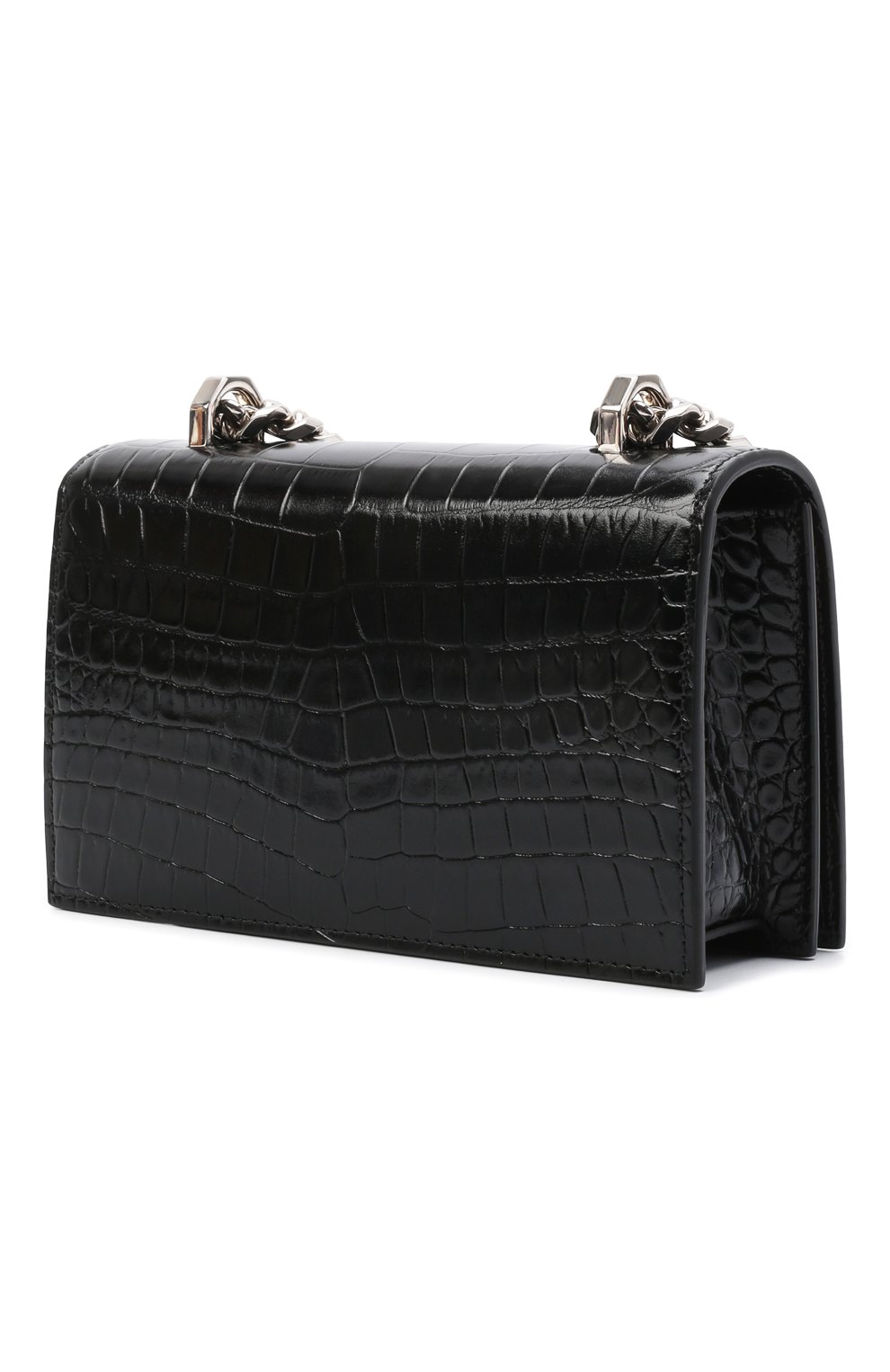 Женская сумка knuckle mini ALEXANDER MCQUEEN черного цвета по цене 156000 руб., арт. 680963/1HB0Z | Фото 4 Женская сумка knuckle mini ALEXANDER MCQUEEN черного цвета, арт. 680963/1HB0Z | Фото 4 (Женское Кросс-КТ: Вечерняя сумка; Сумки-технические: Сумки через плечо; Материал: Натуральная кожа; Размер: mini; Ремень/цепочка: На ремешке)