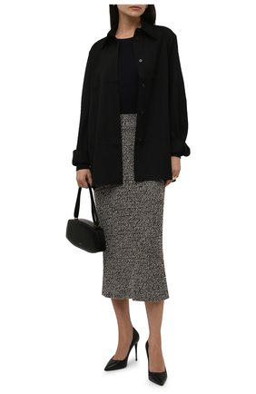 Женский пуловер JIL SANDER черного цвета по цене 18800 руб., арт. JSWT705034-WT477108 | Фото 2 Женский пуловер JIL SANDER черного цвета, арт. JSWT705034-WT477108 | Фото 2 (Материал внешний: Синтетический материал; Длина (для топов): Стандартные; Рукава: Длинные; Стили: Минимализм; Женское Кросс-КТ: Пуловер-одежда)