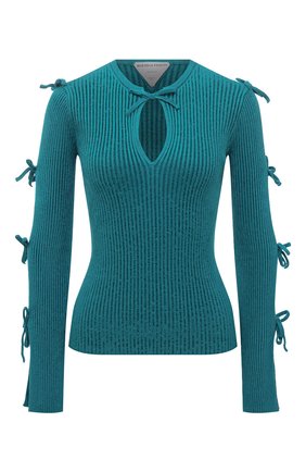 Женский пуловер BOTTEGA VENETA бирюзового цвета по цене 134000 руб., арт. 681827/V1CP0 | Фото 1