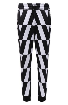 Мужские джоггеры VALENTINO черно-белого цвета, арт. WV0MD03E7WU | Фото 1 (Материал внешний: Синтетический материал; Длина (брюки, джинсы): Стандартные; Силуэт М (брюки): Джоггеры; Стили: Спорт-шик)