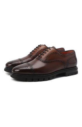 Мужские кожаные оксфорды SANTONI темно-коричневого цвета по цене 61750 руб., арт. MCCG17916SM5EVRTT50 | Фото 1 Мужские кожаные оксфорды SANTONI темно-коричневого цвета, арт. MCCG17916SM5EVRTT50 | Фото 1 (Материал внутренний: Натуральная кожа; Мужское Кросс-КТ: Броги-обувь; Стили: Классический)