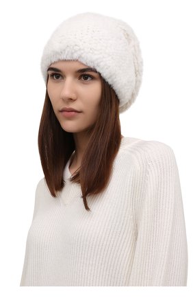 Женская шапка из меха норки KUSSENKOVV молочного цвета, арт. 051750001071 | Фото 2 (Материал: Натуральный мех)