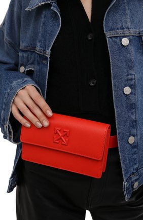 Женская поясная сумка 0.8 jitney OFF-WHITE красного цвета, арт. 0WNT002F21LEA002 | Фото 2 (Материал: Натуральная кожа; Размер: mini; Застежка: Клапан; Стили: Классический)