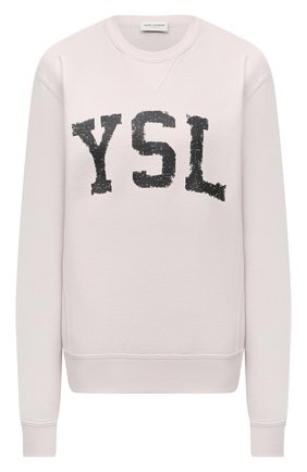 Женский хлопковый свитшот SAINT LAURENT светло-серого цвета по цене 47150 руб., арт. 666987/Y36IP | Фото 1 Женский хлопковый свитшот SAINT LAURENT светло-серого цвета, арт. 666987/Y36IP | Фото 1 (Материал внешний: Хлопок; Длина (для топов): Стандартные; Рукава: Длинные; Стили: Спорт-шик; Женское Кросс-КТ: Свитшот-одежда)