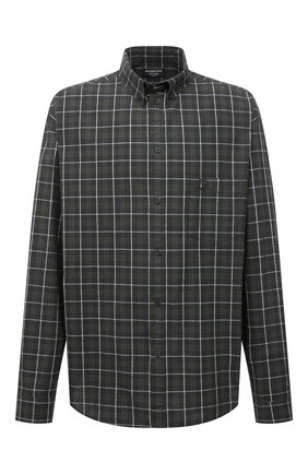 Мужская хлопковая рубашка BALENCIAGA хаки цвета по цене 69950 руб., арт. 675642/TLM03 | Фото 1 Мужская хлопковая рубашка BALENCIAGA хаки цвета, арт. 675642/TLM03 | Фото 1 (Рукава: Длинные; Длина (для топов): Стандартные; Материал внешний: Хлопок; Случай: Повседневный; Манжеты: На пуговицах; Воротник: Button down; Рубашки М: Classic Fit; Принт: Клетка; Стили: Гранж)