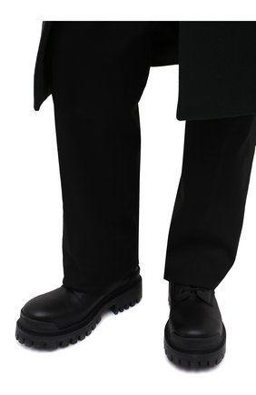Мужские кожаные ботинки strike BALENCIAGA черного цвета, арт. 600911/WBB00 | Фото 3 (Каблук высота: Высокий; Материал внешний: Кожа; Мужское Кросс-КТ: Ботинки-обувь, Байкеры-обувь; Материал внутренний: Натуральная кожа; Материал утеплителя: Без утеплителя; Подошва: Массивная)