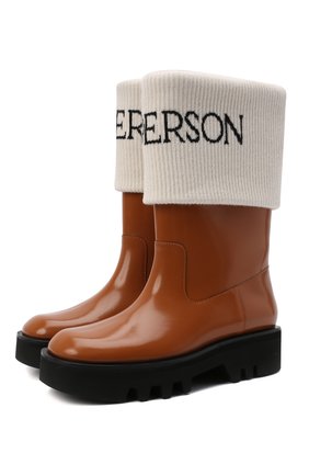 Женские комбинированные сапоги JW ANDERSON коричневого цвета по цене 66500 руб., арт. ANW37028A/14099 | Фото 1 Женские комбинированные сапоги JW ANDERSON коричневого цвета, арт. ANW37028A/14099 | Фото 1 (Материал внутренний: Натуральная кожа; Высота голенища: Средние; Подошва: Платформа; Каблук высота: Низкий; Каблук тип: Устойчивый; Материал внешний: Кожа)