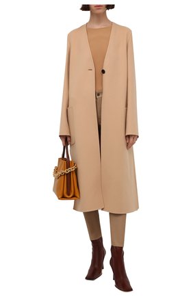 Женский пуловер JIL SANDER бежевого цвета по цене 18800 руб., арт. JSWT705034-WT477108 | Фото 2 Женский пуловер JIL SANDER бежевого цвета, арт. JSWT705034-WT477108 | Фото 2 (Материал внешний: Синтетический материал; Стили: Минимализм; Женское Кросс-КТ: Пуловер-одежда; Рукава: Длинные; Длина (для топов): Стандартные)