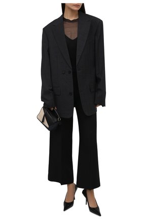 Женский шерстяной жакет BALENCIAGA темно-серого цвета по цене 261500 руб., арт. 675429/TKT30 | Фото 2 Женский шерстяной жакет BALENCIAGA темно-серого цвета, арт. 675429/TKT30 | Фото 2 (Материал подклада: Купро; Длина (для топов): Удлиненные; Рукава: Длинные; Материал внешний: Шерсть; Стили: Гламурный; Женское Кросс-КТ: Жакет-одежда; 1-2-бортные: Однобортные; Случай: Повседневный)