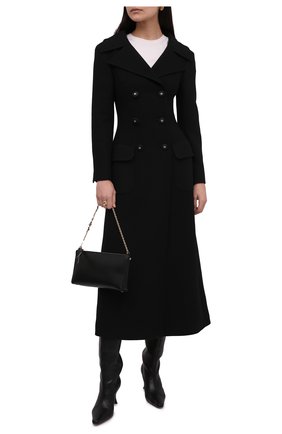 Женское шерстяное пальто DOLCE & GABBANA черного цвета, арт. F0AR3T/FU2NX | Фото 2 (Материал подклада: Синтетический материал; Длина (верхняя одежда): Длинные; Материал внешний: Шерсть; Рукава: Длинные; 1-2-бортные: Двубортные; Стили: Классический)