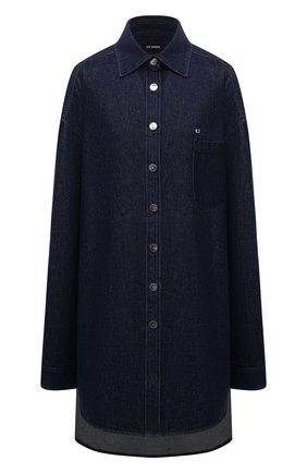Женская джинсовая рубашка RAF SIMONS темно-синего цвета по цене 83450 руб., арт. 212-W243-10031 | Фото 1 Женская джинсовая рубашка RAF SIMONS темно-синего цвета, арт. 212-W243-10031 | Фото 1 (Рукава: Длинные; Длина (для топов): Удлиненные; Материал внешний: Хлопок, Деним; Женское Кросс-КТ: Рубашка-одежда; Кросс-КТ: Деним; Стили: Гранж; Принт: Без принта)