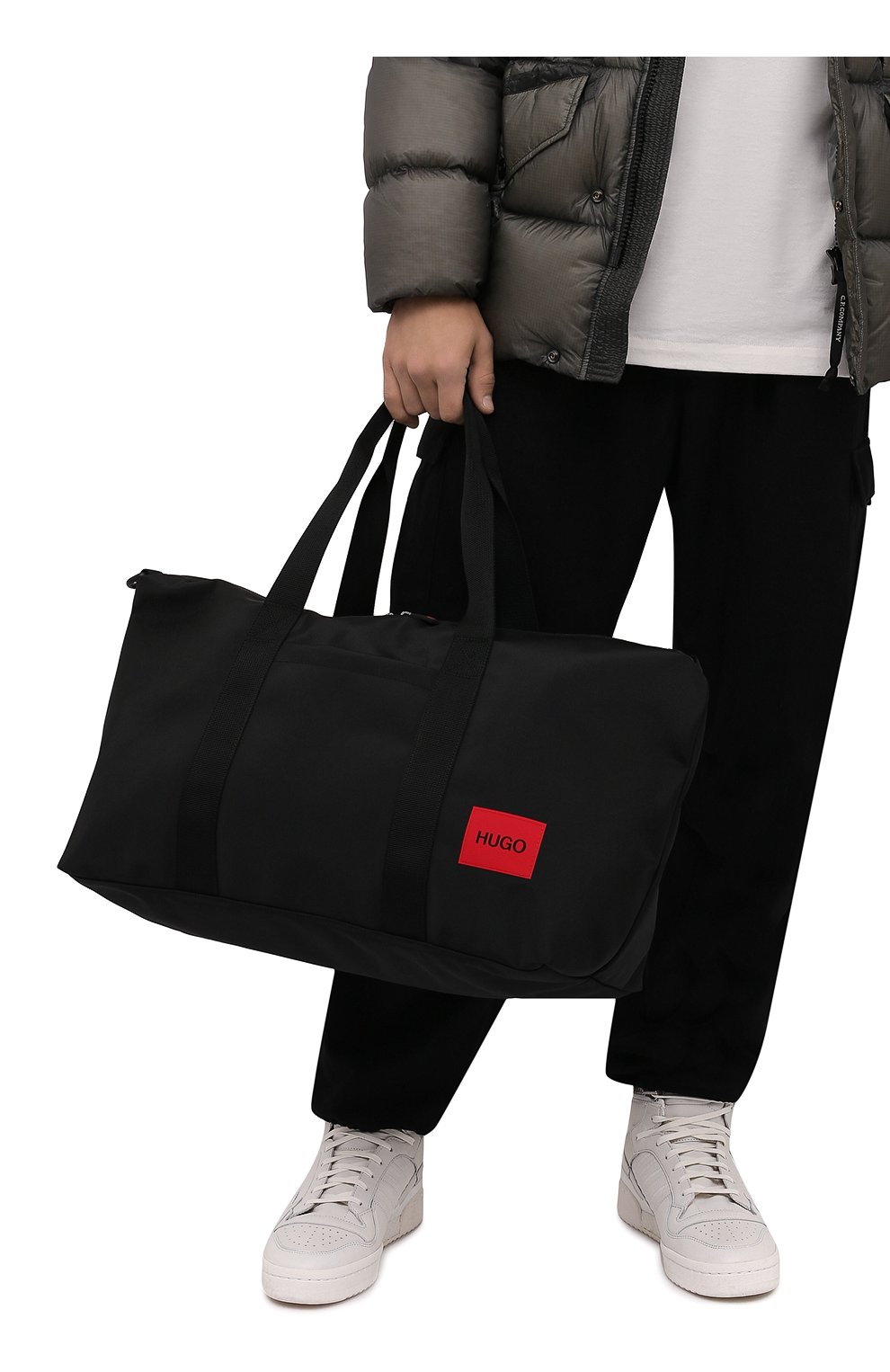 Мужская текстильная спортивная сумка HUGO черного цвета, арт. 50456691 | Фото 2 (Ремень/цепочка: На ремешке; Материал: Текстиль; Размер: large)