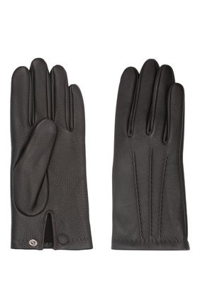 Мужские кожаные перчатки lupin AGNELLE темно-коричневого цвета, арт. LUPIN | Фото 2 (Мужское Кросс-КТ: Кожа и замша; Материал: Натуральная кожа)