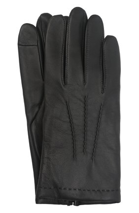 Мужские кожаные перчатки loic AGNELLE черного цвета, арт. L0IC/C100 | Фото 1 (Мужское Кросс-КТ: Кожа и замша; Материал: Натуральная кожа)