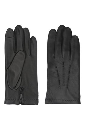 Мужские кожаные перчатки loic AGNELLE черного цвета, арт. L0IC/C100 | Фото 2 (Мужское Кросс-КТ: Кожа и замша; Материал: Натуральная кожа)