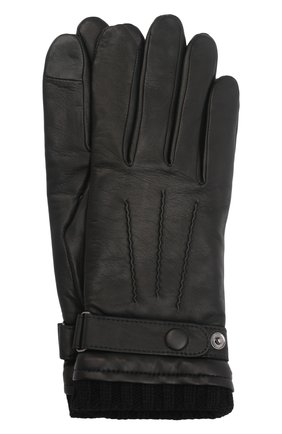 Мужские кожаные перчатки georges AGNELLE черного цвета, арт. GE0RGES | Фото 1 (Мужское Кросс-КТ: Кожа и замша; Материал: Натуральная кожа)