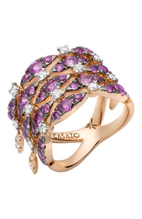 Женские кольцо CASATO бесцветного цвета, арт. MX1165ZR/BT-P-RN | Фото 1 (Драгоценные камни: Сапфиры, Бриллианты; Материал сплава: Розовое золото)